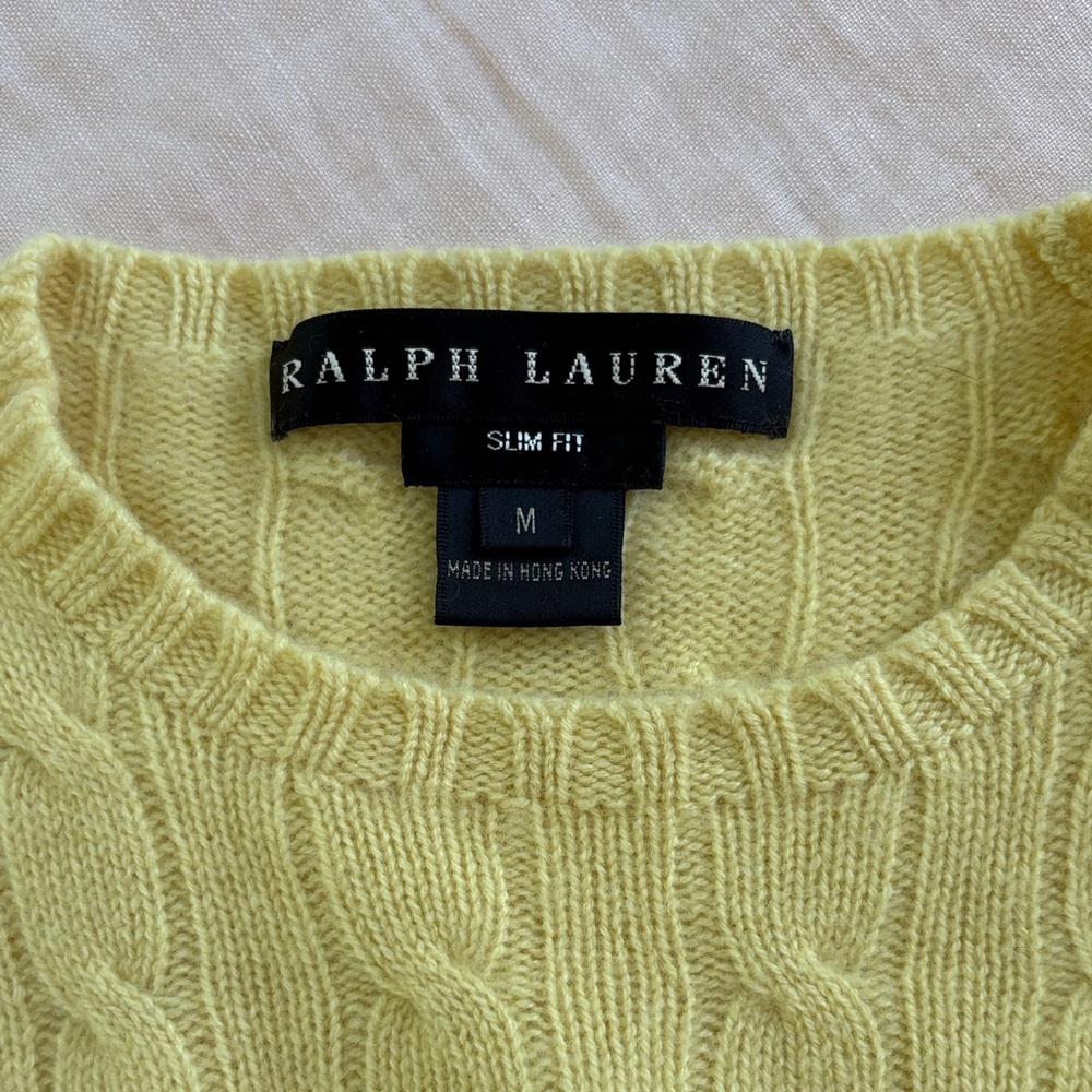 Ralph Lauren Pale Yellow Cable Crewneck Sweater - Picture 3 of 7